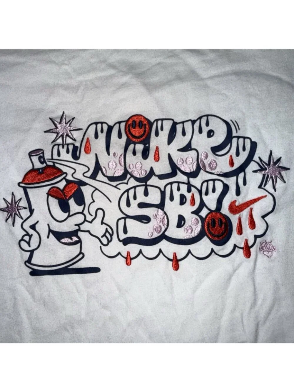Nike SB White Graphic Skate T Shirt Loose Fit Men’s XL Embroidered Logo Tee